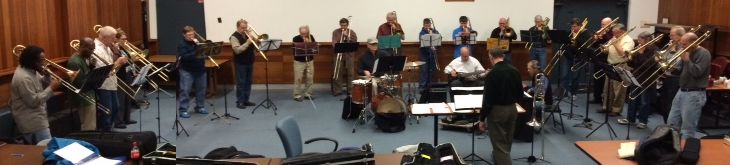 rehearsal photo for trombonanza 2014